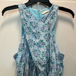 ✨ LOFT ✨ NWT Sleeveless Floral Midi Dress Tie Waist Teal Lined Size 14 $90